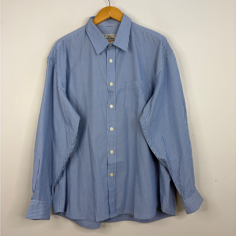 Vintage Tilley Endurables Shirt Mens XL Blue White Stripe Long Sleeve Collared